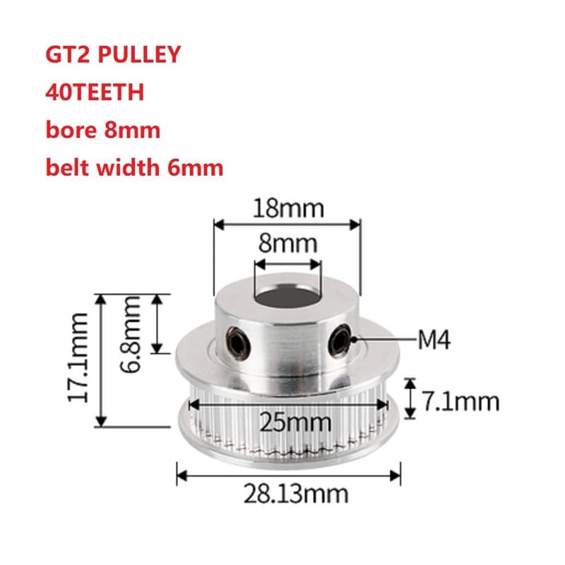 GT2 40 zębów aluminiowe koło pasowe rozrządu otwór koła 8mm szerokość paska zębatego 6mm 2GT do drukarki 3D(5mm,10pcs 6mm)