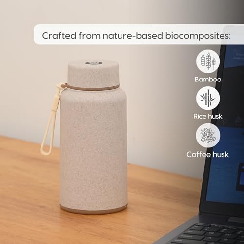Image of Eha Earth Friendly Hydralife Water Bottle for Office & Schools | 400 ml Stainless Steel Water Bottle for Kids & Adults Made with Rice Husk | Bottle for Men, Women | Leak Proof | 1 Unit