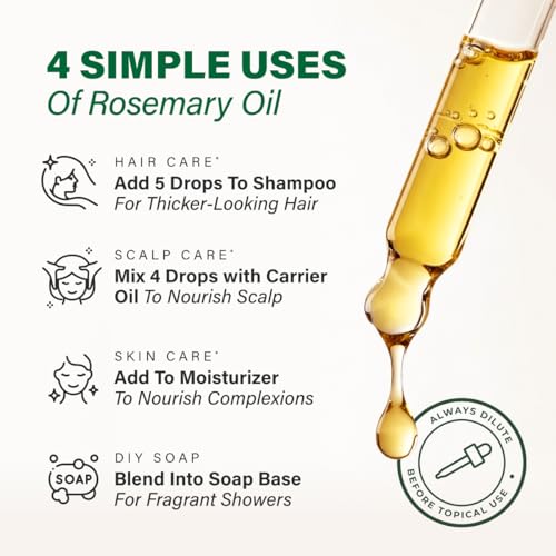 rosemary oil, Rosemary Essential Oil for Hair Growth, Hair Fall Control and Nourishment, Skin Care | Clinically Tested & Ecocert Certified Organic 100% Pure, Natural, Undiluted | Civilion