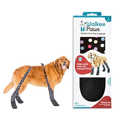 NEW Walkee Paws Dog Leggings, The World's First Dog Leggings That Are Dog Shoes, Dog Boots & Dog Socks All In One, Great For Protecting Your Pet From Hot Pavements, Rain, Snow, Mud & Dirt (Confetti L)
