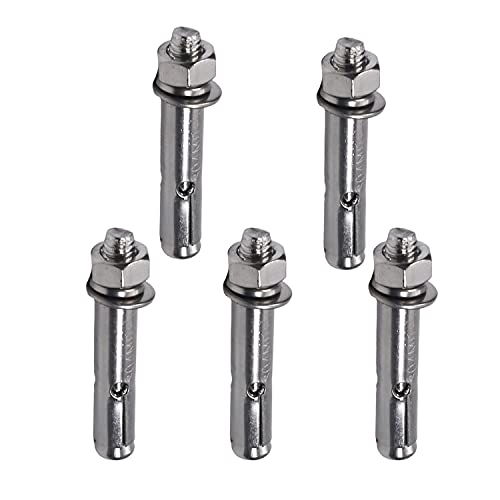 MroMax M8x60mm 304 Stainless Steel Expansion Bolts Hex Nuts Sleeve Anchor Fastener for Fence Home Installation Air Conditioning 5pcs