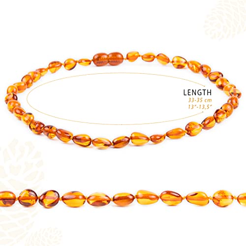 Amber Necklace - 100% Authentic Amber (Rich Honey, 13.5 inches), Certified Amber Necklace with Safety Clasp and Knotted Beads3