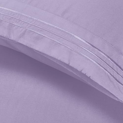 Image of Elegant Comfort Luxury Ultra-Soft 2-Piece Pillowcase Set 1500 Thread Count Egyptian Quality Microfiber Double Brushed-100% Hypoallergenic-Wrinkle Resistant, Standard /Queen Size, Lilac