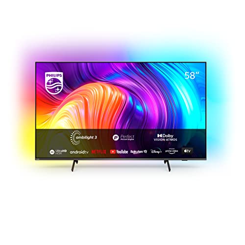 Philips 58PUS8517 TV LED Android 4K UHD 58 Pulgadas con Ambilight en 3 Lados, Principales formatos HDR compatibles, P5 Picture Engine, Compatible con Google Assistance y Alexa -Clase de eficiencia energética F