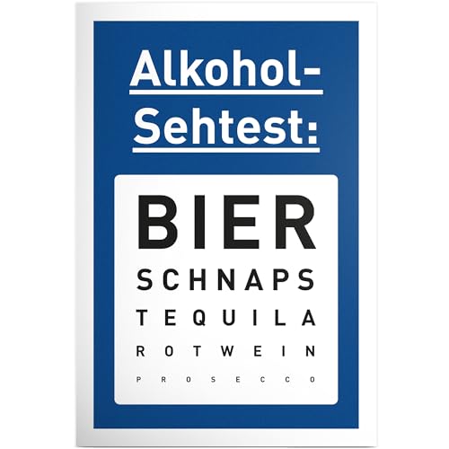 DankeDir! Alkohol Sehtest - Schild 30 x 20 cm - Geschenkidee Alkohol Geburtstagskgeschenk Partydeko Geburtstagsdeko - Männer Geschenk lustiger Spruch JGA für ihn Party