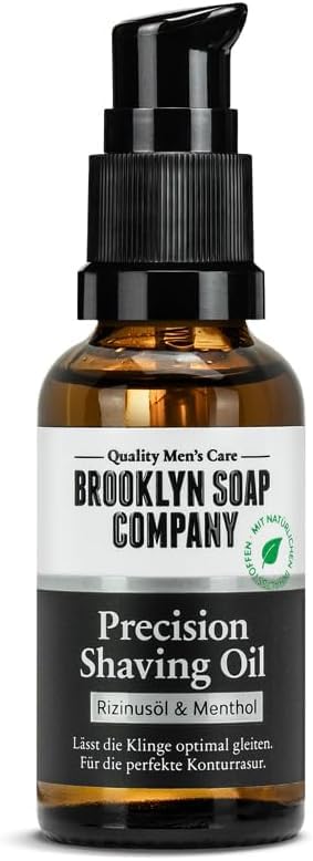 Brooklyn Soap Company, Precision Shaving Oil 30 ml - Rasieröl für die präzise Rasur von Konturen & Bart - Bartöl mit Rizinusöl & Menthol