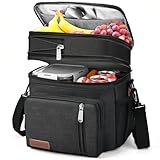 BAGNN Lunch Box & Lunch Bag for Men Women, Large Insulated Adult Lunch Box Leakproof Lunchbox Cooler Bag for Work Picnic Beach,16L, Black