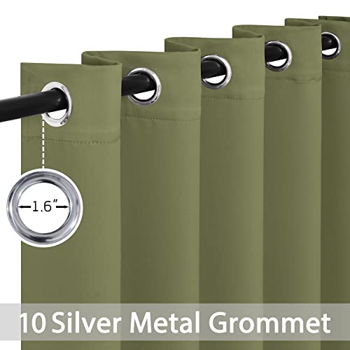 Yakamok 96 Inch Long Blackout Curtains Room Darkening Thermal Insulated with Grommet Window Curtain for Bedroom, 62Wx96L inch, Sage Green, 2 Panels