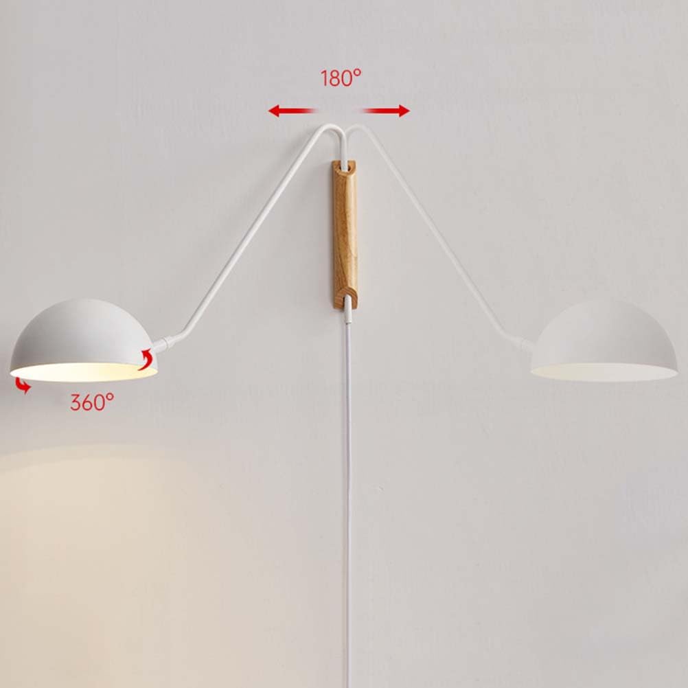 LOGT Zwenkbare wandlamp met schakelaar en kabel Muurlamp Binnen Vintage Industriële Muurverlichting Verstelbaar Lange arm Wandleeslamp Draaibare 360 ° Flexibele arm voor woonkamer Kantoor,Rood