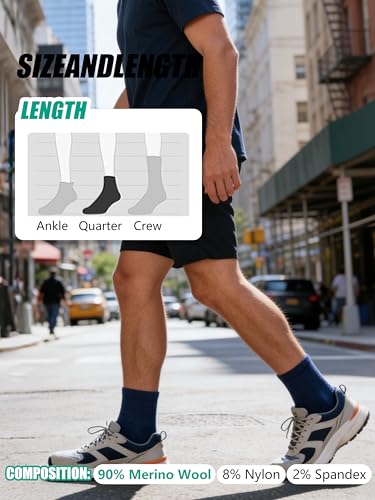 Image of Merino Wool Ankle Socks, Men's Women's 90% Wool Athletic Thin Running Moisture Wicking Socks, 3 Pairs