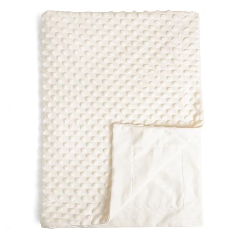 Image of david's kids Micro Fleece Minky Baby Blanket for Girls with Double Layer and Soothing Raised Dots, Breathable and Soft Lightweight Receiving Blanket for Newborns 30x40 Inches, Cream