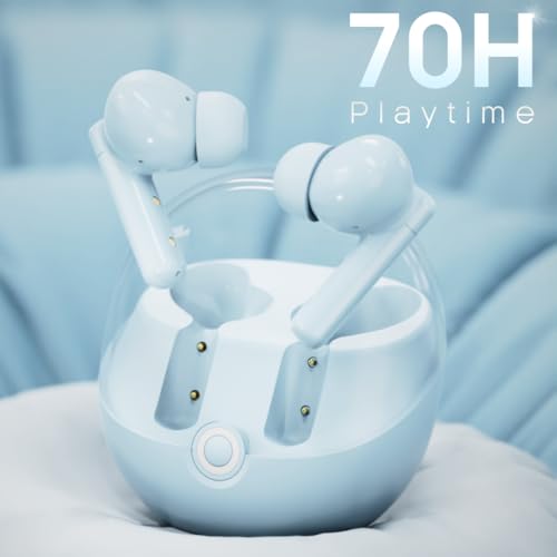 Image of Leaf Buds X514 True Wireless ANC in Ear Earbuds with AI Sound App,Active Noise Cancellation,Transparency Mode,70H Playtime,Quad Mic Enc,40Ms Low Latency,13Mm Driver, Ipx5, Bluetooth V5.4(Pastel Blue)