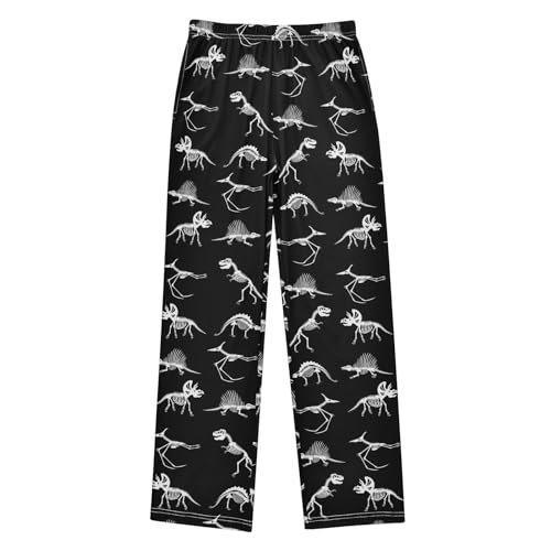 ZZXXB Dinosaur Skeleton Print Boys Long Pants Soft Trousers Elastic Waist Kids Lounge Bottoms with Pockets S-XL