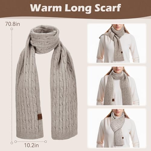 Warmiehomy Winter Hat Beanie Scarf Touchscreen Gloves Set for Women, 3 in 1 Set with Knit Warm Long Neck Scarves Cap Gloves4