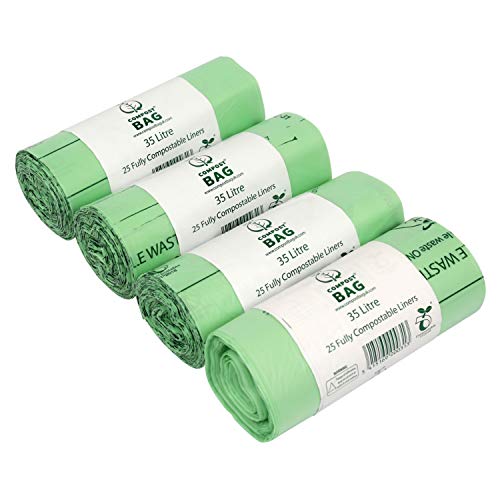 35/40 litros x 100 biodegradables bolsas - agricultor de basura cocina unidades Compost 35/40L - EN 13432 - bolsas de basura con Guía de compostaje Biobags