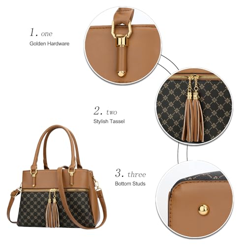 Image of KKXIU Women Satchel Bags Handle Shoulder Handbags and Purses Pockets Zipper Leather Crossbody Bags