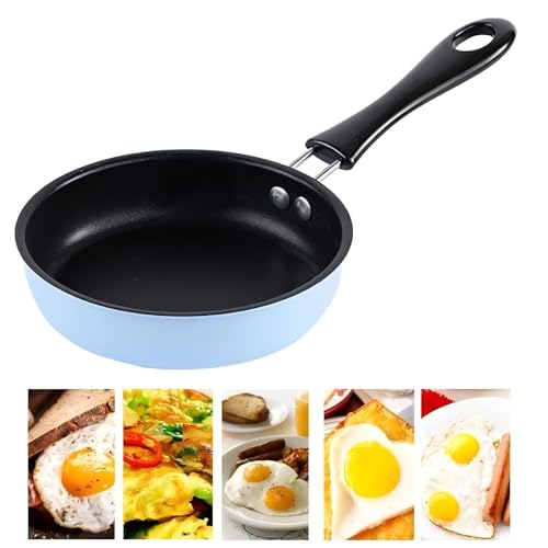 フライパン ミニ 朝食 目玉焼き ノンスティック PFOAフリー お手入れ簡単 直径12cm 一人暮らし 焦げ付き防止 食器洗い機対応 取っ手つき ガス火 IH対応 お弁当 焼き餃子 調理器具 (青)