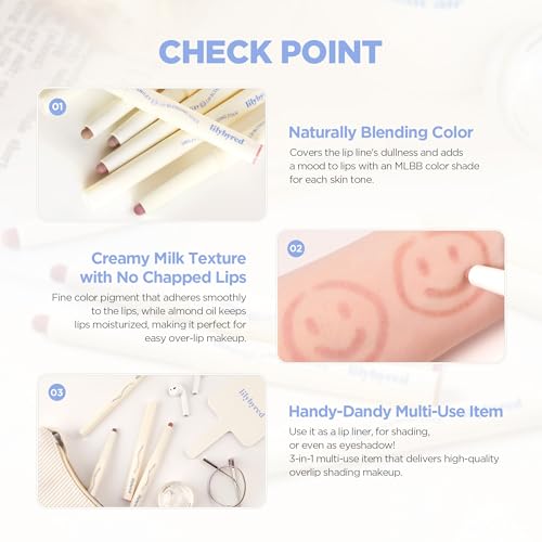 lilybyred Smiley Lip Blending Stick | Korean 3-in-1 Multi-Use Lip Liner, Smooth Creamy Texture, Long-Lasting Matte Finish, Soft Blur Effect, Precision Contour Pencil, 0.028 oz. (02 Laugh with me) - Image 4