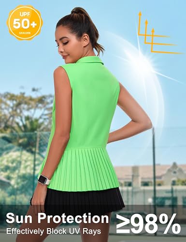 Little Donkey Andy Women's Golf Vest Outerwear with Pleated Hem Sleeveless Athletic Jacket for Running Yoga Tennis3