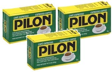 Café Pilon Decaffeinated Espresso Ground Coffee, 10-Ounce (Pack of 3)