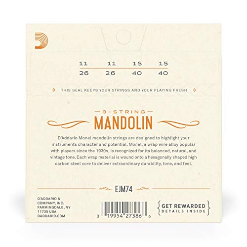 D’Addario Cordes D’Addario EJM74 Monel Mandoline, Medium, 11-40 - Les Beatles, Paul McCartney, John Lennon, RIngo Starr, George Harrison D'Addario Cordes D'Addario EJM74 Monel Mandoline, Medium, 11-40 – Image 4