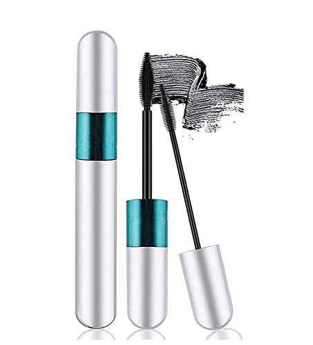 Lovelycat Lash Cosmetics Mascara 2 in 1 Vigorous Mascara 4D Silk Fiber Lash Mascara for Natural Lengthening and Thickening Effect All Day Exquisitely Full Long Thick Smudge-Proof Eyelashes (Blue)