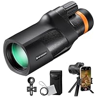 K&F CONCEPT 12X50 IP68 Waterproof HD Monocular，Monoculars Telescope for Adults with Smartphone Holder & Tripod, BAK4 Prism & FMC Len for Bird Watching Hiking Hunting Camping Travelling, Black