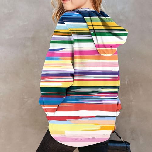 Plus Size Trendy Hooded Sweatshirts For Girls Strpied Casual Pockects Hoodie Fall Trave Long Sleeve 4-13 Years4