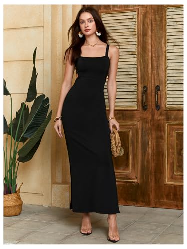 Image of Floerns Women's Tropical Bow Tie Back Long Dress Sleeveless Maxi Dress | Hawaiian Resort Wear, Coastal Vacation, Beach Wedding Guest, Side Slit, Spring Break Outfits