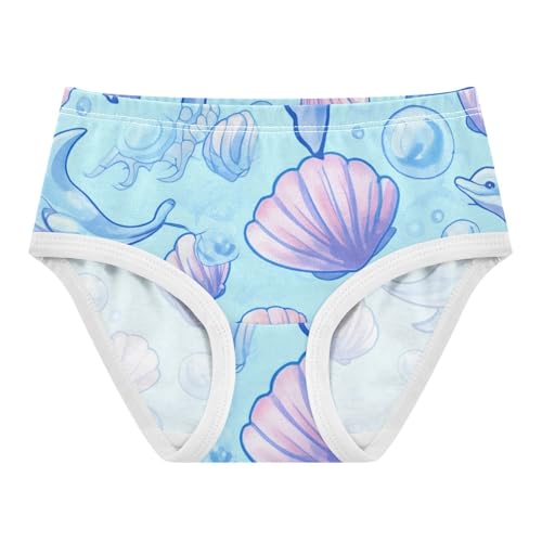 Cute Blue Dolphins Pastel Seashells Toddler Underwear Custom 2t Cotton Panties for Girl Bright Kids Briefs Undies