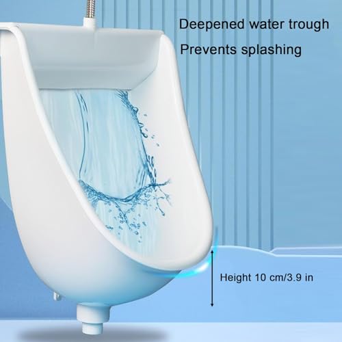 Orinal para hombres comercial, de plástico, montado en pared, sin agua, con manguera y válvula de descarga, para baños públicos, garajes y pequeños baños al aire libre (negro) miniatura 5