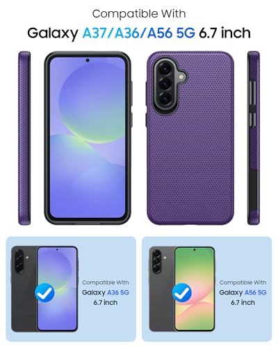 Image of for Galaxy A37+A36+A56 5G Phone Case, Triangular Anti-Slip Textured, Military Grade Drop Protection Samsung A37 5g case, 14ft Drop Tested, TPU+PC Dual Layer Shockproof Cover for A37 (Purple)
