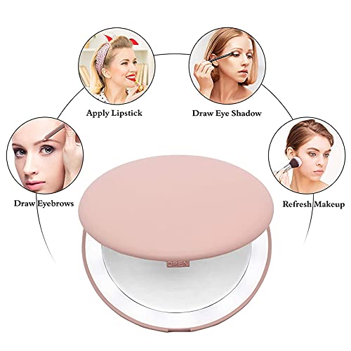 HFZY LED verlichte reizen make-up spiegel draagbare oplaadbare handheld 3X vergroting compacte spiegels met dimbare voor… - Image 8