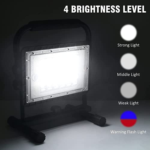 Baustrahler LED Akku, 60W LED Arbeitsleuchte Akku Strahler Tragbar Arbeitsscheinwerfer Akkukapazität 20800 mAh… – Bild 4