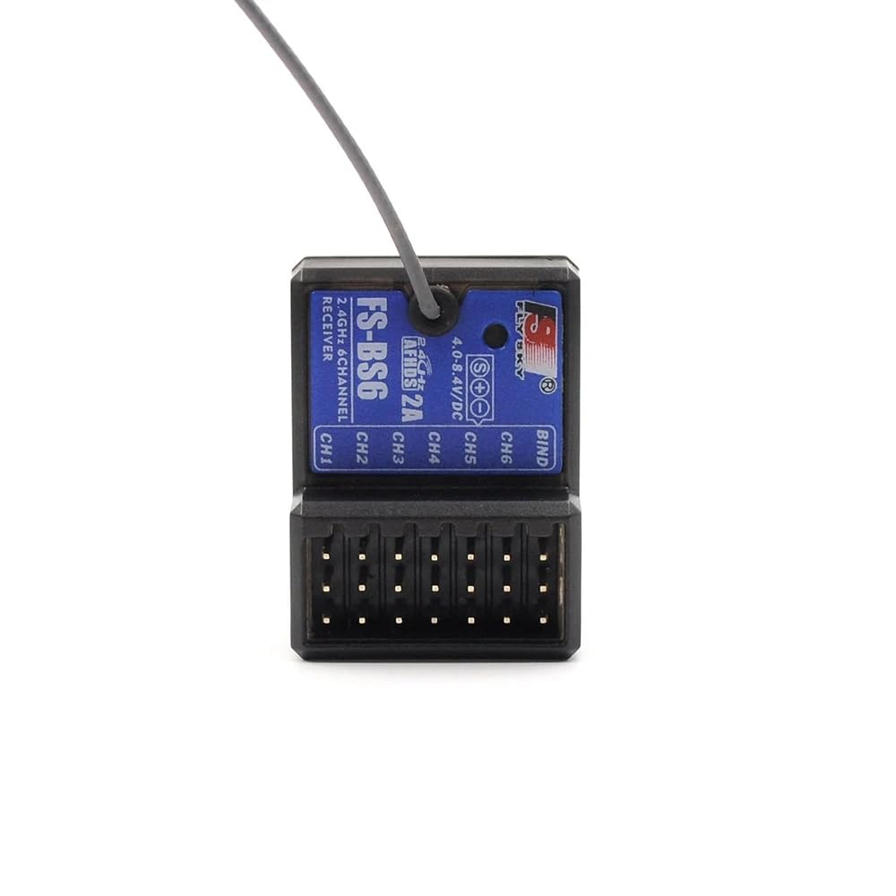COOL RACING FS-BS6 Receiver top view with antenna and channel ports