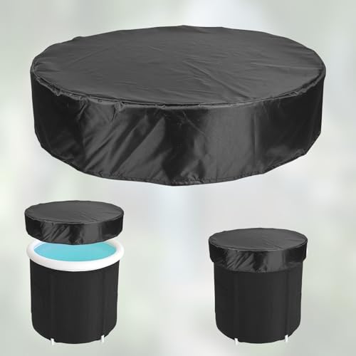 32-inch Oxford Fabric Ice Bath Tub Cover - Waterproof Cold Plunge Drawstring Cover for Sun Protection and Cleanliness (Black) - Image 4