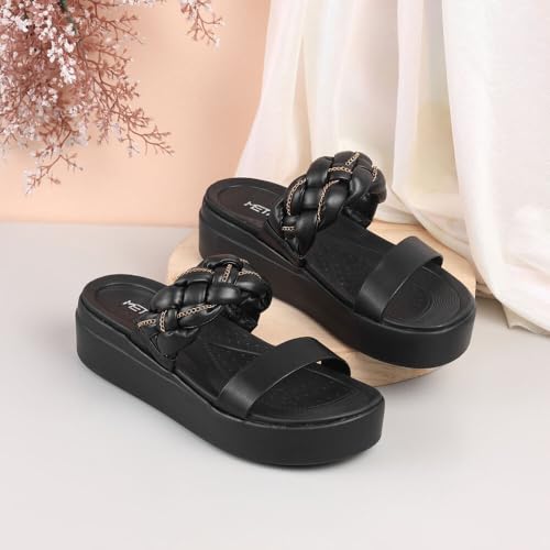 Image of Metro Women Unique Weave-Like Strap Platform Heel Fashion Sandal