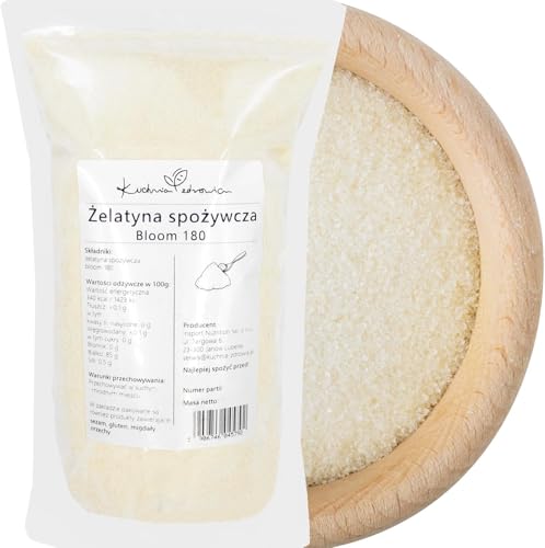 Gelatina Alimentare in Polvere BLOOM 180 | Alta Qualità 500g | Per Dolci, Marmellate, Aspic | Supporto per Articolazioni e Ossa | KUCHNIA ZDROWIA