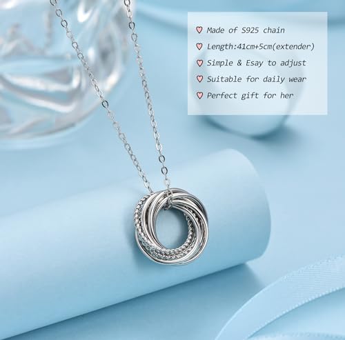 USEEDOVIA 30th 40th 50th 60th 70th Birthday Gifts for Women, 925 Sterling Silver Circle 3 4 5 6 7 Decades Birthday Necklace Birthday Jewelry Gift for Her Mom Friend Daughter Sister Lover Family2