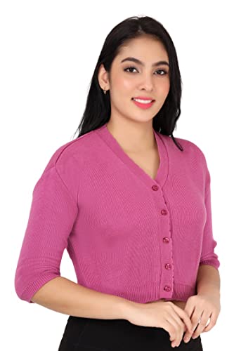Image of Women Winter Wear V-Neck Half Sleeves Regular Fit Woollen Blouse