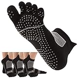 [AllToze] 五本指ソックス すべり止め 3足セット 足裏ギュッ メンズ くるぶし 滑り止め スポーツ 5本指ソックス 五本指 靴下 (ブラック3足)