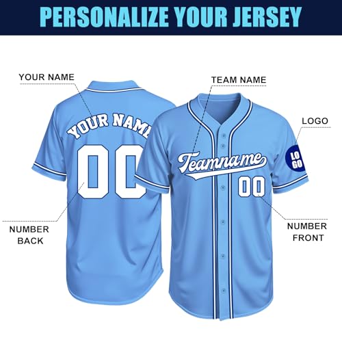 Image of Custom Baseball Jersey Personalized Stitched or Printed Name Number Baseball Shirt Sports Uniform Gifts for Men Women Youth