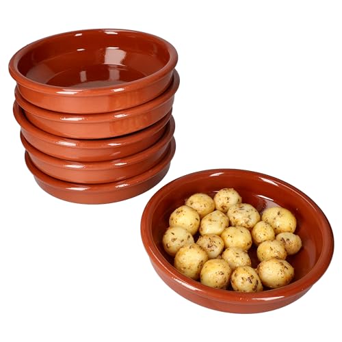 MamboCat Cazuela Schale Bruno Tonware I 6er Set I Ø 20 cm I Größe L I Mediterran I Glasiert I Unikat Handarbeit I Antike/Vintage I Mittelalter I Wikinger