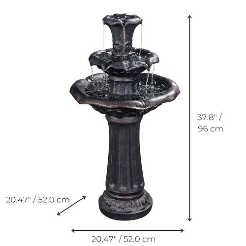Fontaine cascade à 3 étages en forme de fleur de lys Teamson Home pour décoration extérieure - 5