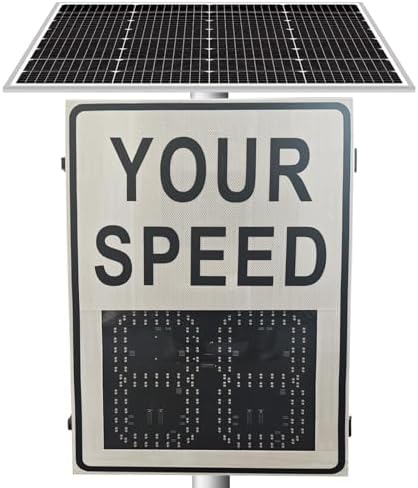 24"x35" Solar Speed Radar Sign - Real-Time Vehicle Speed Monitor with LED Display, Road Safety Speed Limit Detector, Includes Accessories for Enhanced Visibility