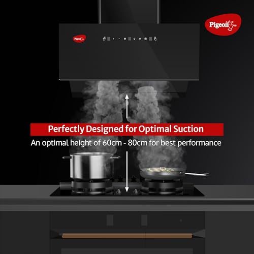 Image of Pigeon Xtream DLX 75 cm BLDC Slant Kitchen Chimney 1500 m3 /hr | Filterless Autoclean Kitchen Chimney | 12 Years Motor and 2 Years Comprehensive Warranty |Black | 9 Speed Touch Control + Motion Sensor