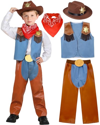 Disfraz completo de vaquero para niños 3-4 años miniatura 1