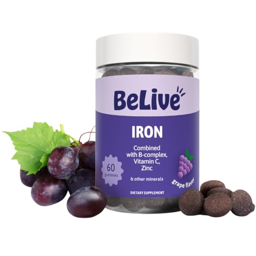 Belive Iron Gummies Multivitamin Supplement Blood Oxygen Support 60 Ct