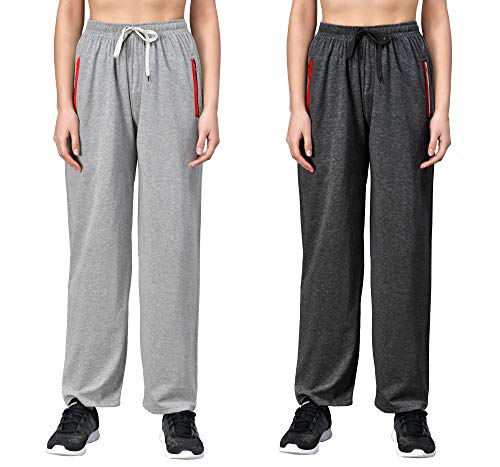 Fflirtygo Women's Cotton Track Pants, Joggers, Leisure Wear, Night Wear Pajama, Grey and Charcoal Grey Color