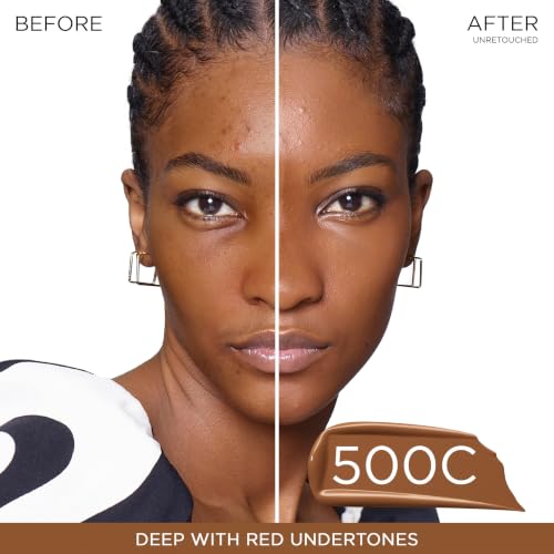 Image of Lancome Teint Idole Ultra Wear Natural Matte Foundation- Longwear, Medium-Full Coverage, Natural Finish, Waterproof & Hydrating - 500C (Deep Skin with Cool /Rich Red Undertones), 1 Fl Oz